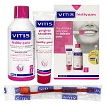 VITIS HEALTHY GUMS НАБІР: ополіскувач 500 мл, зубна паста 100 мл + щітка VITIS GINGIVAL у подарунок