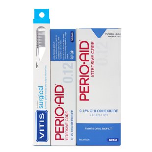 PERIO-AID INTENSIVE CARE ополіскувач 500 мл та гель-паста 75 мл, щітка VITIS SURGICAL, комплект