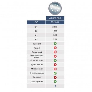 Диск алмазний, 22/18.4 мм, двосторонній, з перфорацією, абразивність середня