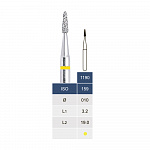 Бор алмазний 1190EF, конус (кінець полум'я), 1.0 мм, жовтий