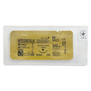 NEOSORB 3/0, голка 16 мм, 3/8, зворотно-ріжуча, 45 см