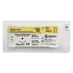 SILK 3/0, голка 16 мм, 3/8, зворотно-ріжуча, 75 см